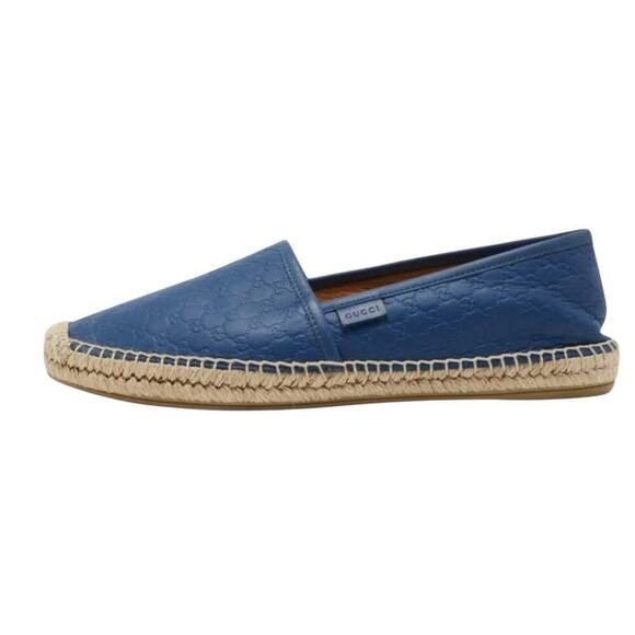 Gucci Microguccissima Blue Leather Espadrilles Size 8 GG Monogram Made in Spain - Picture 6 of 12